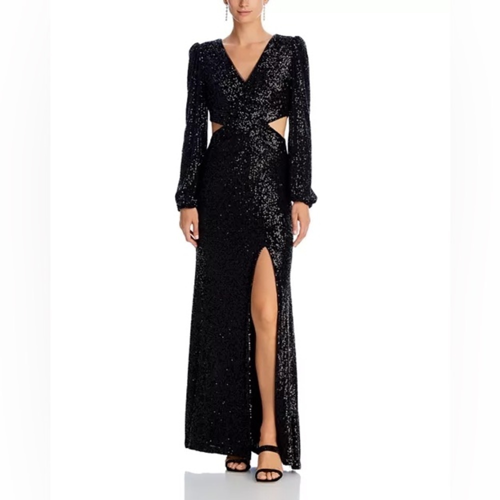 AQUA
V Neck Long Sleeve Cutout Sequin Dress - 100% Exclusive